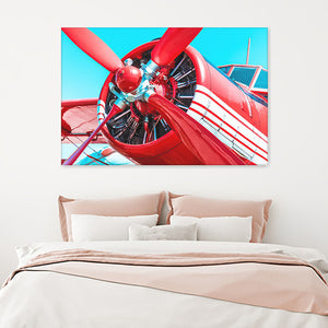 Retro Red Airplane Canvas Wall Art - Canvas Prints, Prints for Sale, Canvas Painting, Canvas On Sale