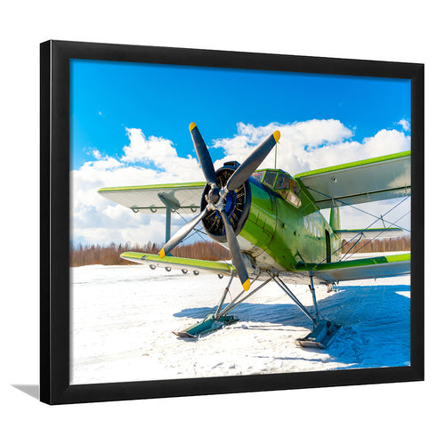Retro Airplane At The Airport In Nature Framed Art Prints Wall Decor - Painting Prints, Home Decor,Framed Picture, For Sale