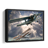Retro Style Picture Of The Biplanes. Canvas Wall Art - Framed Art, Framed Canvas, Painting Canvas