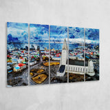 Reykjavik, Reykjavik Skyline, Reykjavik Wall Art, Multi Panels, 5 Pieces B, Canvas Prints Wall Art Home Decor,X Large Canvas