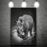 Rhinoceros Black And White Portrait Canvas Prints Wall Art - Painting Canvas, Wall Decor, Home Decor