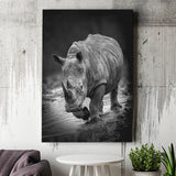 Rhinoceros Black And White Portrait Canvas Prints Wall Art - Painting Canvas, Wall Decor, Home Decor