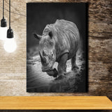 Rhinoceros Black And White Portrait Canvas Prints Wall Art - Painting Canvas, Wall Decor, Home Decor