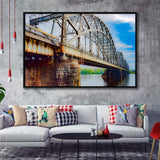 Riga Bridge Canvas Art, Riga Framed Canvas Prints Wall Art Decor, Black Floating Frame