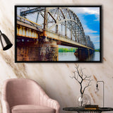 Riga Bridge Canvas Art, Riga Framed Canvas Prints Wall Art Decor, Black Floating Frame