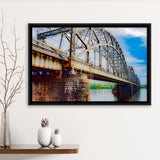 Riga Bridge Canvas Art, Riga Framed Canvas Prints Wall Art Decor, Black Floating Frame