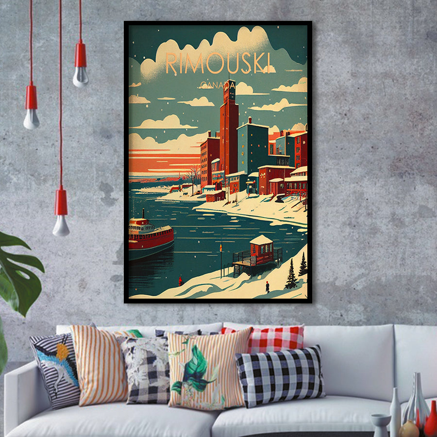 Rimouski Canada Retro Art Print, City Art Print, Framed Art Print Wall Art Home Decor, Framed Picture