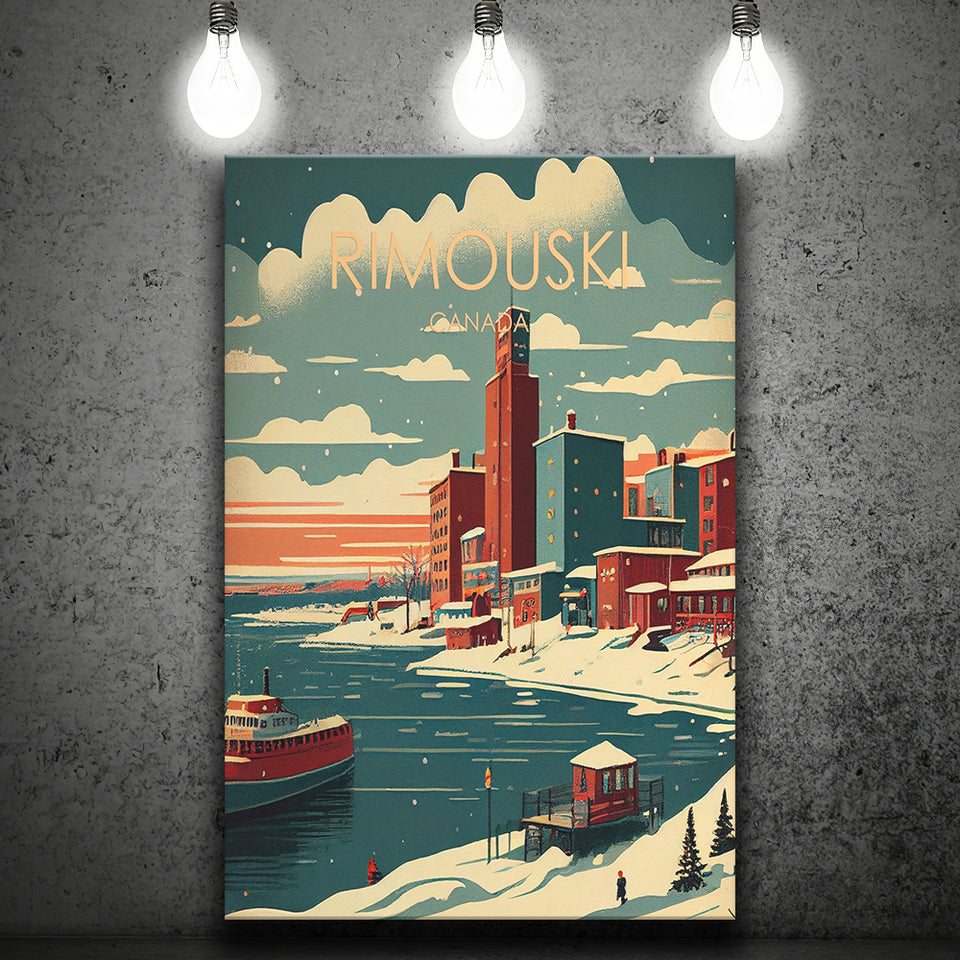 Rimouski Canada Retro Art Print ,City Art Print, Large Canvas, Canvas Print Wall Art Home Decor