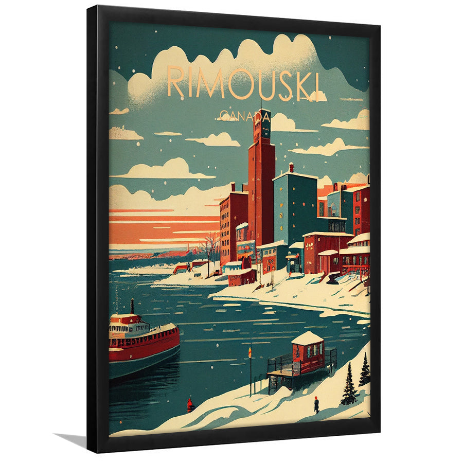 Rimouski Canada Retro Art Print, City Art Print, Framed Art Print Wall Art Home Decor, Framed Picture