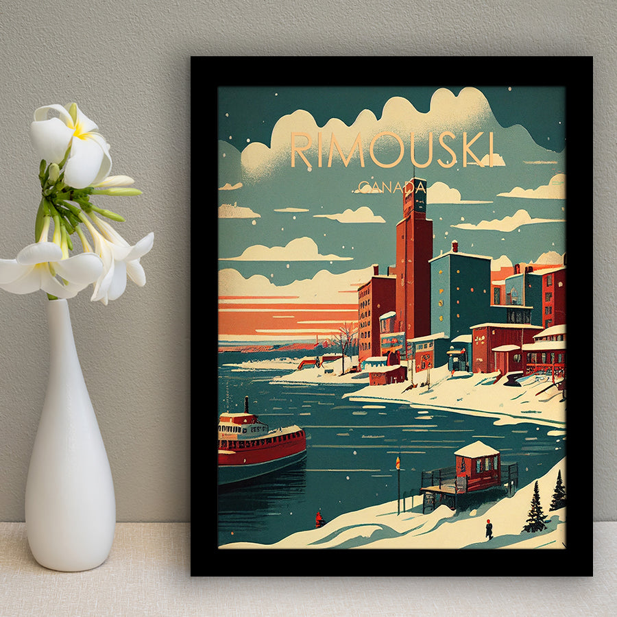 Rimouski Canada Retro Art Print, City Art Print, Framed Art Print Wall Art Home Decor, Framed Picture