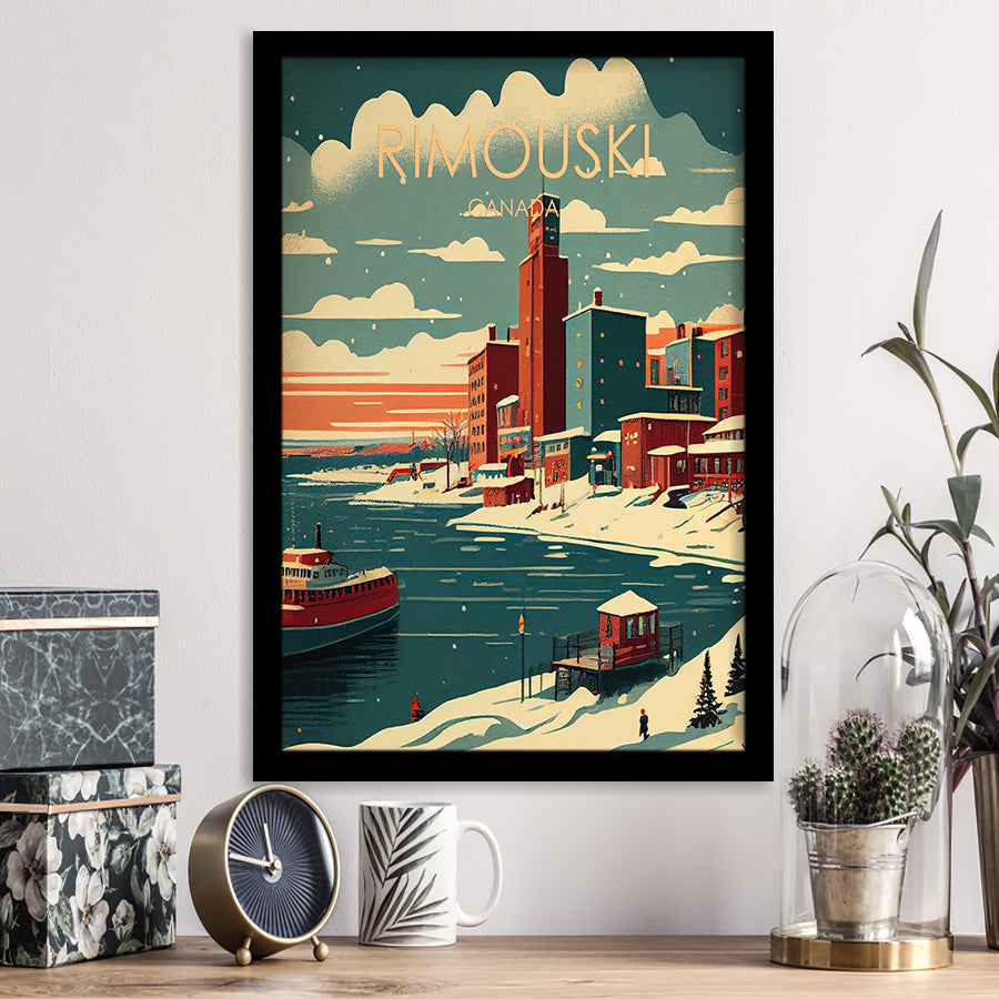 Rimouski Canada Retro Art Print, City Art Print, Framed Art Print Wall Art Home Decor, Framed Picture