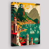 Rio De Janeiro Brazil Retro Art Print ,City Art Print, Large Canvas, Canvas Print Wall Art Home Decor