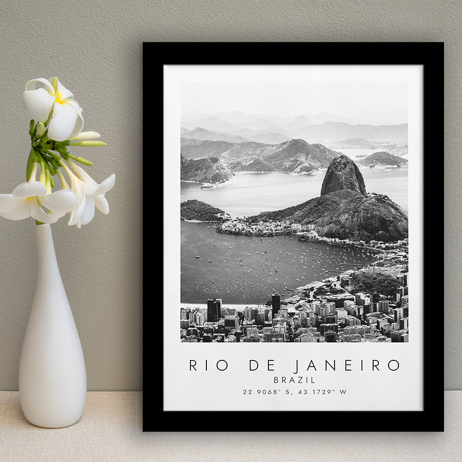 Rio De Janeiro Brazil Black And White Art Framed Art Prints Wall Art Decor, Framed Picture