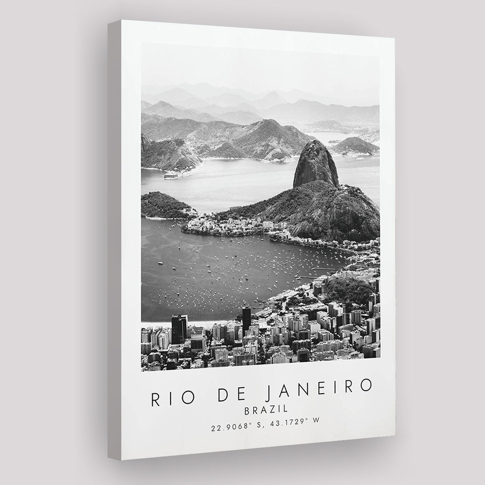 Rio De Janeiro Brazil Black And White Art Canvas Prints Wall Art Home Decor