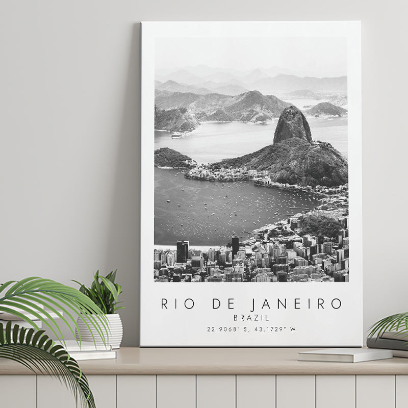 Rio De Janeiro Brazil Black And White Art Canvas Prints Wall Art Home Decor