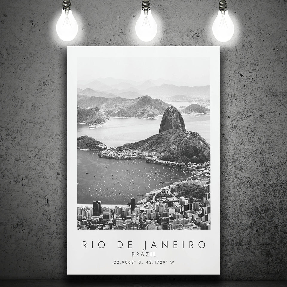 Rio De Janeiro Brazil Black And White Art Canvas Prints Wall Art Home Decor