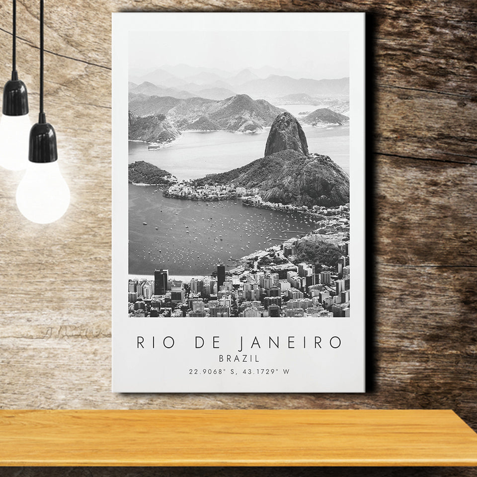 Rio De Janeiro Brazil Black And White Art Canvas Prints Wall Art Home Decor