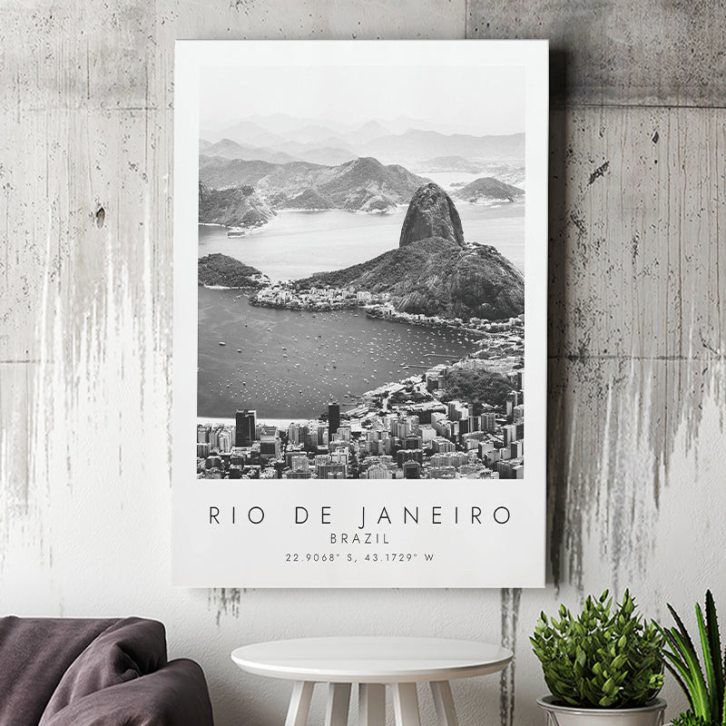 Rio De Janeiro Brazil Black And White Art Canvas Prints Wall Art Home Decor