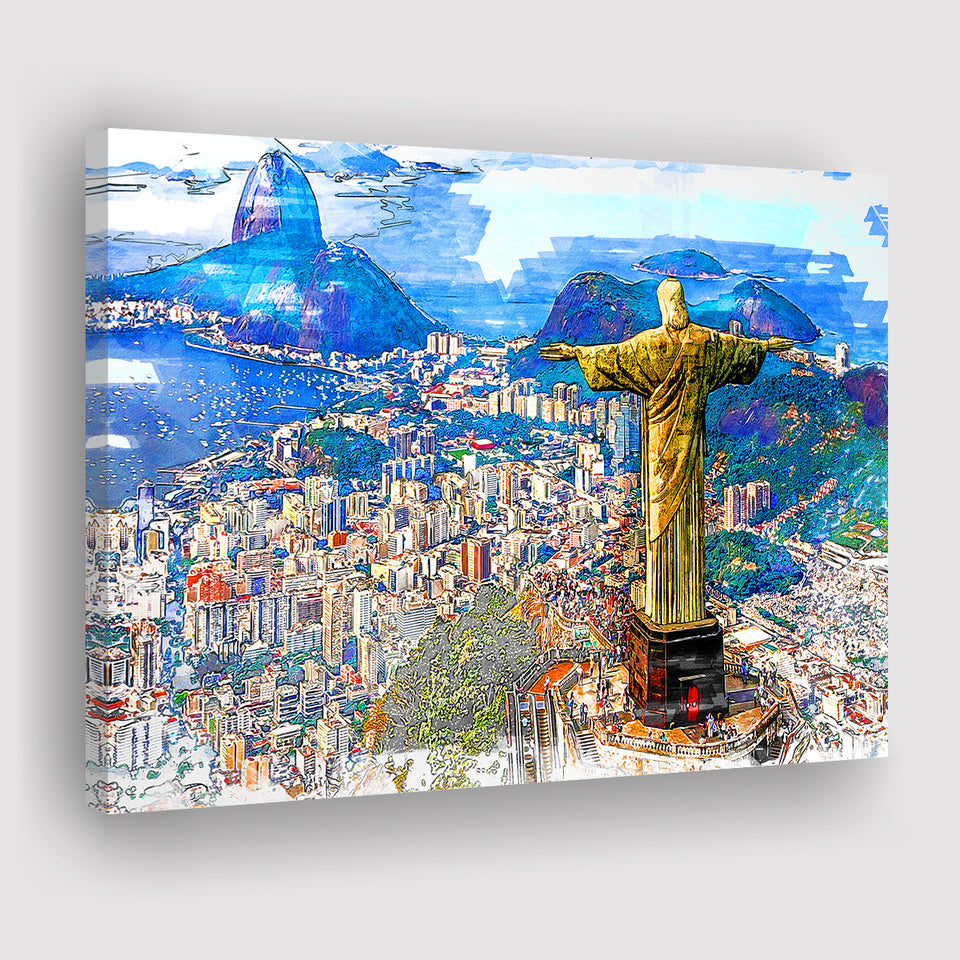 Rio De Janeiro, Christ The Redeemer Painting, Rio Wall Art, Canvas Prints Wall Art Home Decor