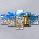 Rio De Janeiro, Christ The Redeemer Painting, Rio Wall Art, Multi Panels, 5 Pieces, Canvas Prints Wall Art Home Decor