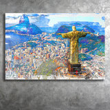 Rio De Janeiro, Christ The Redeemer Painting, Rio Wall Art, Canvas Prints Wall Art Home Decor