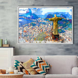 Rio De Janeiro, Christ The Redeemer Painting, Rio Wall Art, Framed Canvas Prints Wall Art Home Decor,Floating Frame, Ready to Hang