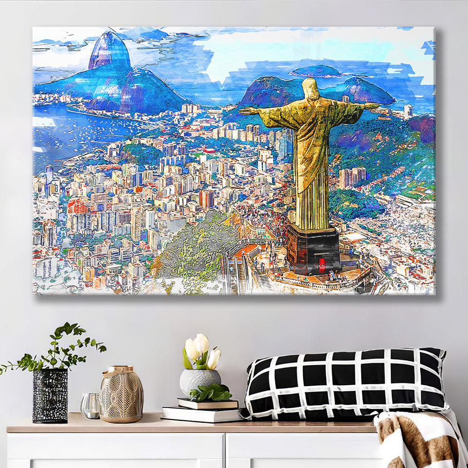 Rio De Janeiro, Christ The Redeemer Painting, Rio Wall Art, Canvas Prints Wall Art Home Decor