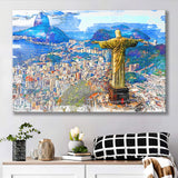 Rio De Janeiro, Christ The Redeemer Painting, Rio Wall Art, Canvas Prints Wall Art Home Decor