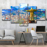 Rio De Janeiro, Christ The Redeemer Painting, Rio Wall Art, Multi Panels, 5 Pieces, Canvas Prints Wall Art Home Decor