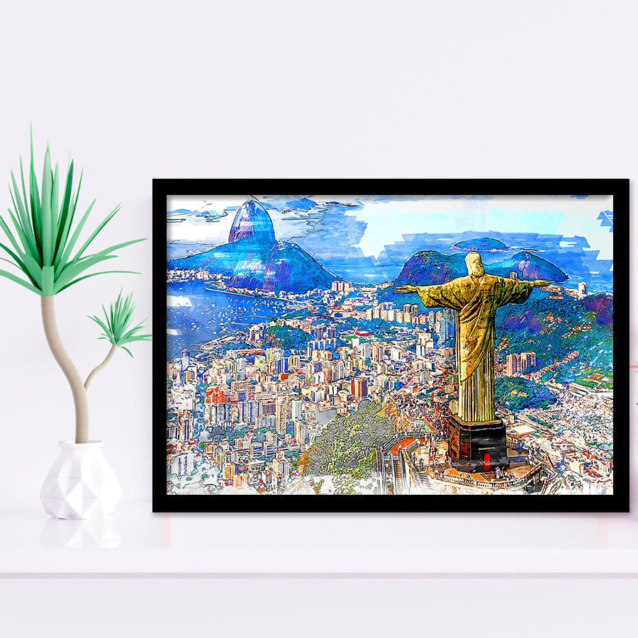 Rio De Janeiro, Christ The Redeemer Painting, Rio Wall Art, Framed Art Prints Wall Art Home Decor, Ready to Hang