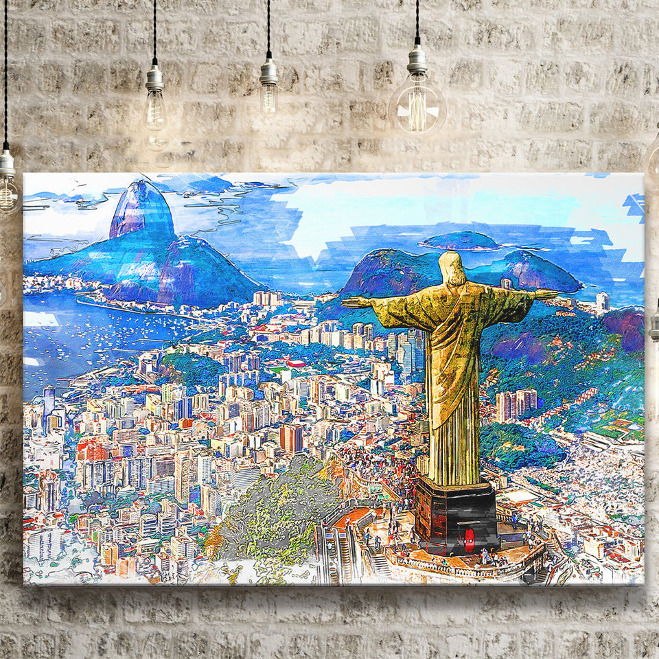 Rio De Janeiro, Christ The Redeemer Painting, Rio Wall Art, Canvas Prints Wall Art Home Decor