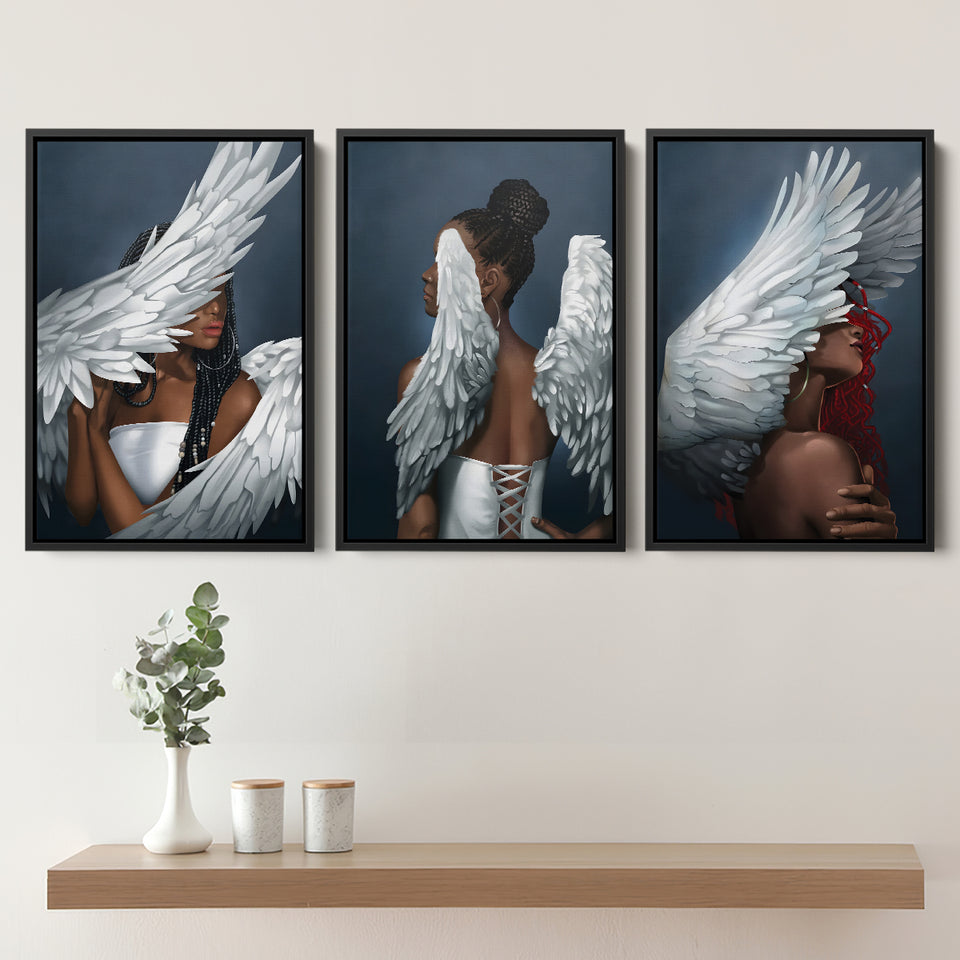 Rising Angels  Set of 3 Piece Framed Canvas Prints Wall Art Decor