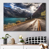 Road Path Way Mountain Nature Water Canvas Prints Wall Art - Painting Canvas, Wall Decor, Canvas Art, For Sale