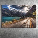 Road Path Way Mountain Nature Water Canvas Prints Wall Art - Painting Canvas, Wall Decor, Canvas Art, For Sale