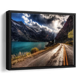 Road Path Way Mountain Nature Water Framed Canvas Prints Wall Art - Painting Canvas, Wall Decor, Canvas Art, Floating Frame