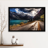 Road Path Way Mountain Nature Water Framed Canvas Prints Wall Art - Painting Canvas, Wall Decor, Canvas Art, Floating Frame