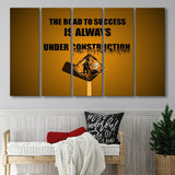 Road To Success Is Under Construction, Motivation Art, 5 Panel B Canvas Prints Wall Art, Extra Large Canvas Decor