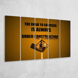 Road To Success Is Under Construction, Motivation Art, 5 Panel B Canvas Prints Wall Art, Extra Large Canvas Decor