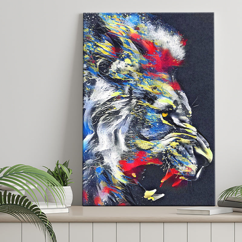 Roaring Lion Graffiti Art Style Canvas Prints Wall Art Decor - Painting Canvas, Home Decor, Art Print, Art For Sale