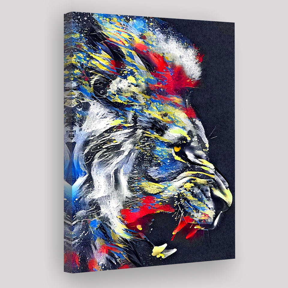 Roaring Lion Graffiti Art Style Canvas Prints Wall Art Decor - Painting Canvas, Home Decor, Art Print, Art For Sale
