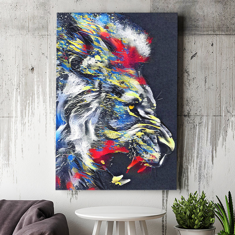 Roaring Lion Graffiti Art Style Canvas Prints Wall Art Decor - Painting Canvas, Home Decor, Art Print, Art For Sale