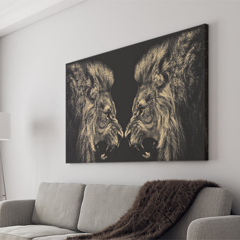 Roaring Lions Canvas Prints Wall Art - Painting Canvas, Art Prints, Wall Decor, Home Decor, Prints for Sale