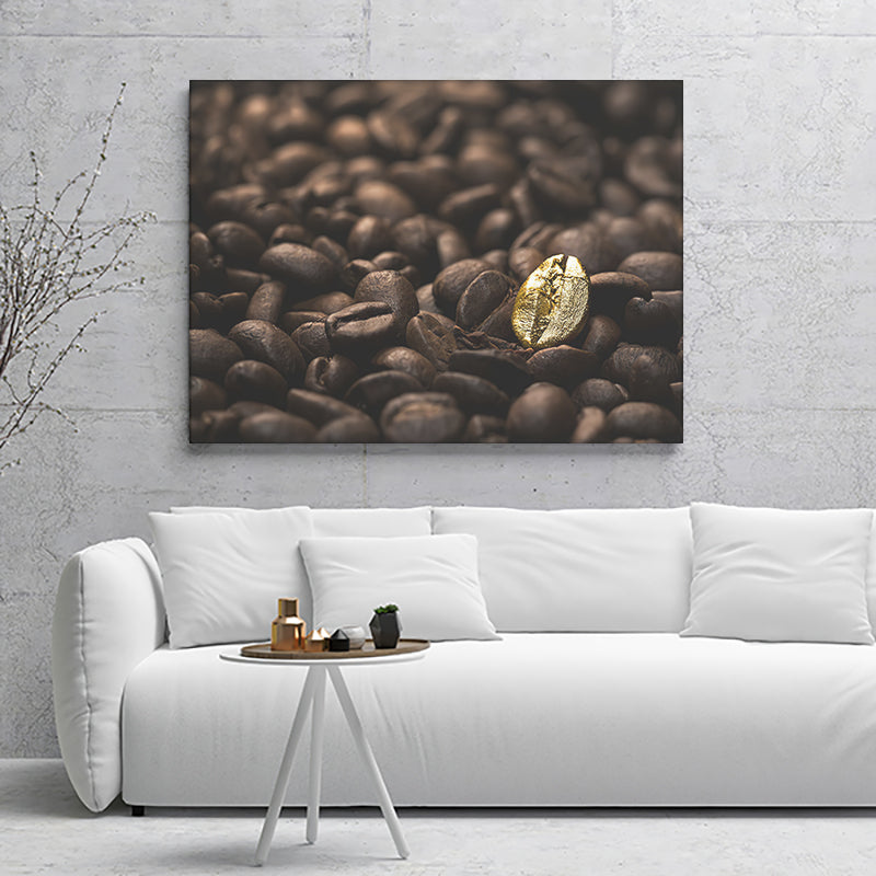 Roasted Black Coffee And Golden Bean Canvas Wall Art - Canvas Prints, Prints for Sale, Canvas Painting, Canvas On Sale