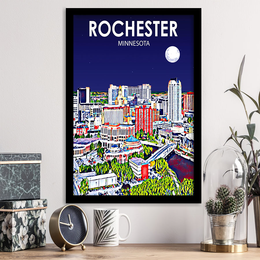 Rochester MN Art V1, City Art Print, Framed Art Print Wall Art Home Decor, Framed Picture