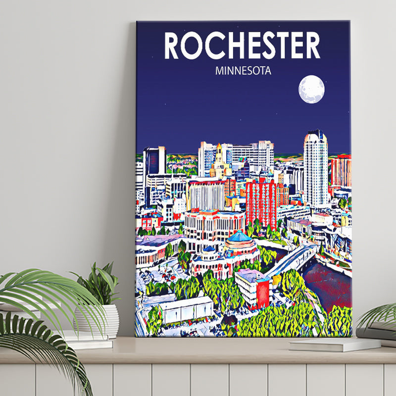 Rochester MN Art V1 ,City Art Print, Large Canvas, Canvas Print Wall Art Home Decor