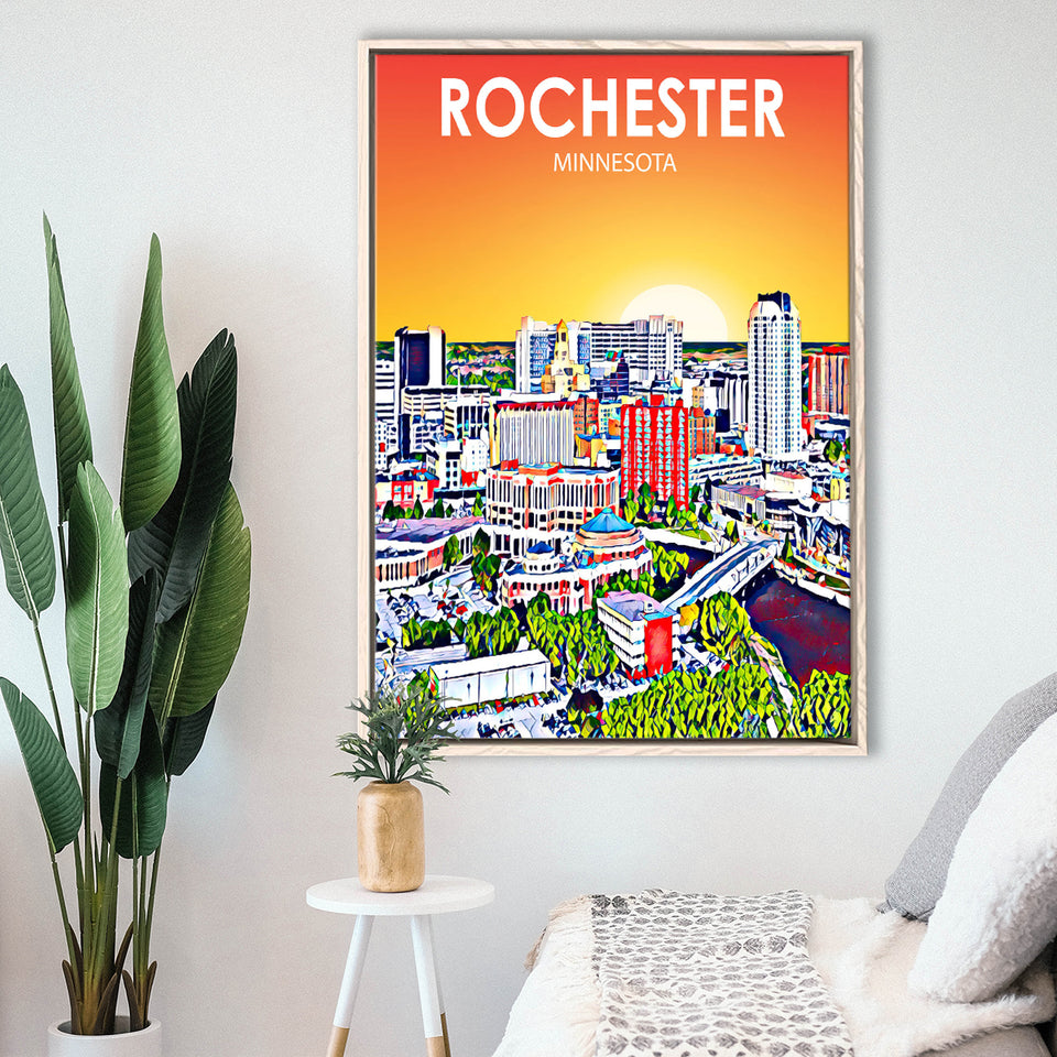 Rochester MN Art, Large Canvas, Framed Canvas Print Wall Art Home Decor, Floating Frame
