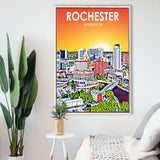 Rochester MN Art, Large Canvas, Framed Canvas Print Wall Art Home Decor, Floating Frame