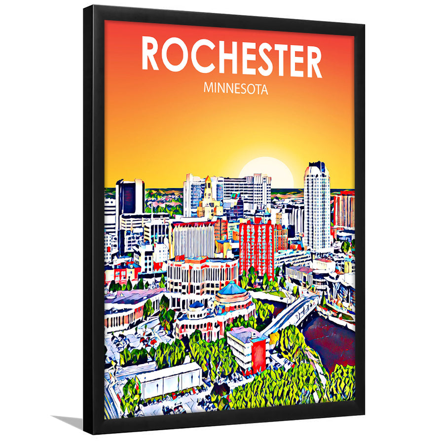 Rochester MN Art, City Art Print, Framed Art Print Wall Art Home Decor, Framed Picture