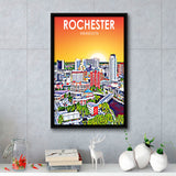 Rochester MN Art, Large Canvas, Framed Canvas Print Wall Art Home Decor, Floating Frame