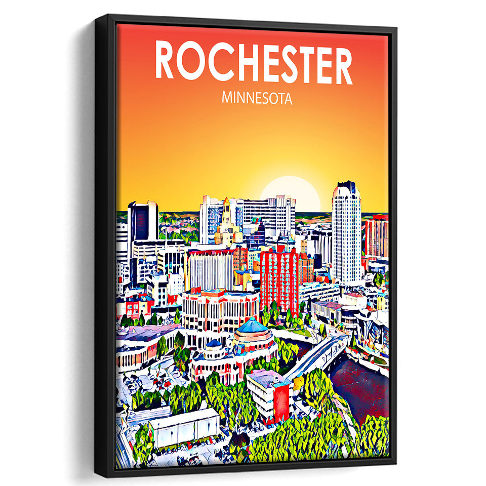 Rochester MN Art, Large Canvas, Framed Canvas Print Wall Art Home Decor, Floating Frame
